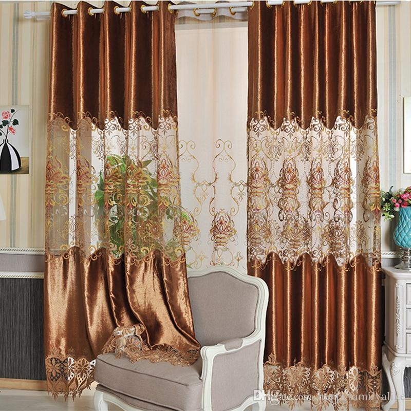 2017 2.8m width velvet curtains water dissolving lace curtains hollow  fashion design XZYDHKH