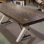 8u0027 trestle table top: stained dark walnut (distressed) / base: distressed  ivory HQDVGSY
