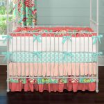 baby bedding for girls ... coral and teal floral crib bedding PRQLGTB