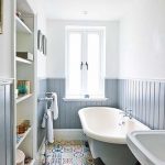 bathroom inspiration apartment renovation bathroom blue wall cladding and moroccan tiles / bathroom AYDFCZM