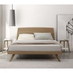 bedframes bedroom. modern mid century natural color walnut king size platform bed. OFTKUCX