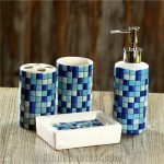 blue bathroom accessories blue glass mosaic bath accessories/sets VINGPPU