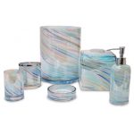 blue bathroom accessories veratex blue horizon multi-color glass bath accessories collection EOCZLHM