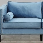 blue velvet sofa with nailheads XFPEXQK