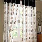 curtain designs contemporary white and black theme bedroom curtains with curved shaped  black pattern QGTTWFE