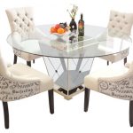 dinette sets 5-piece round glass dinette set, mirror base with antique bronze finish  dining- JHIRQVD