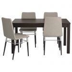 dining table and chairs bjursta / preben table and 4 chairs, brown-black, tenö light gray length XQNIXBU