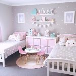 girls bedrooms super cute pink, grey and turquoise girlu0027s shared bedroom with polka dot XXBPTLO