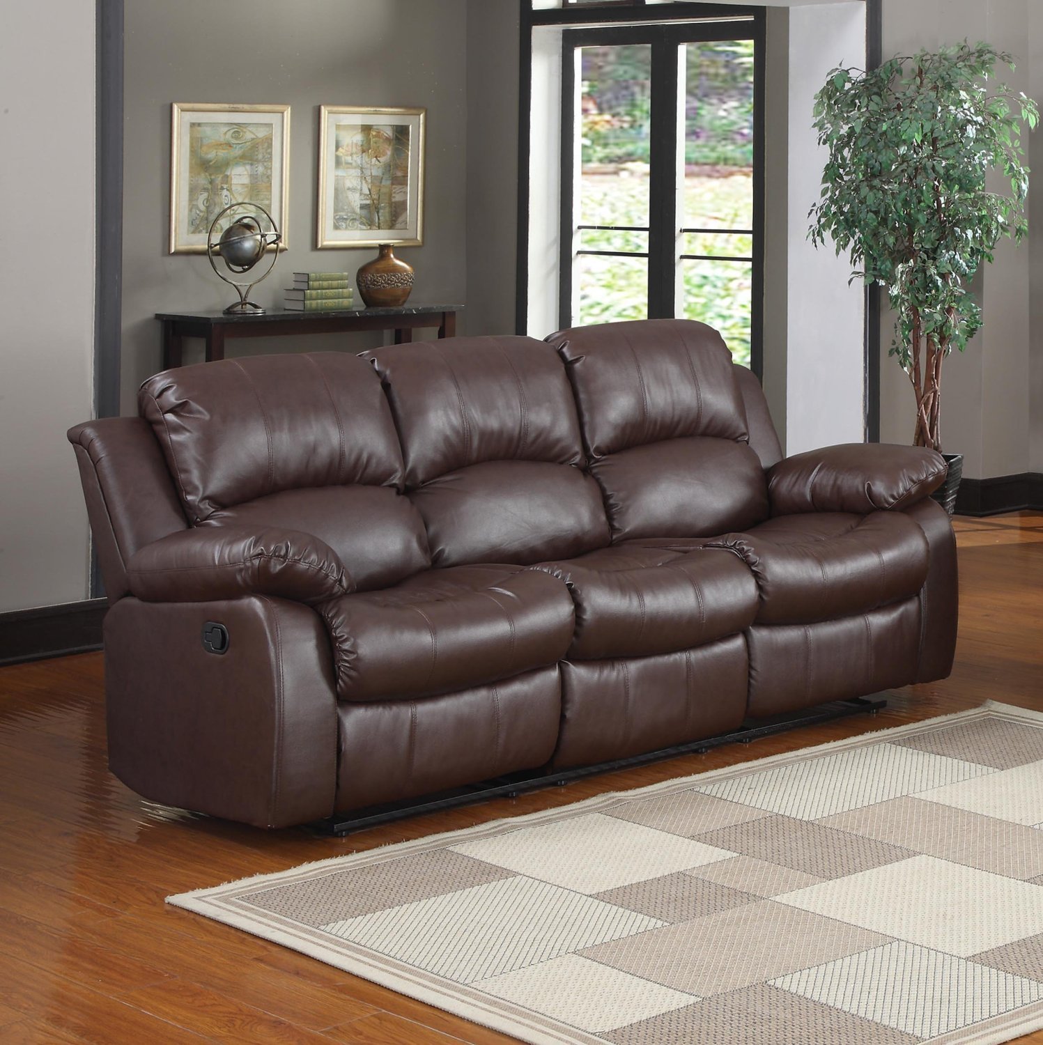 Leather Reclining Sofa for Added Comfort in Living Room