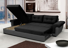 new corner sofa bed with storage, black fabric + grey leather. very GJZSEOL