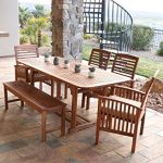 outdoor dining set we furniture solid acacia wood 6-piece patio dining set OWSAHOJ