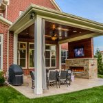 outdoor living space with covered patio and fireplace in mason oh pictures VWGNEUW