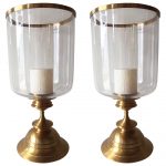 pair of brass satin finish extra large hurricane lamps 1 HPNQXTL