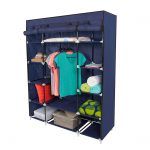 portable wardrobe 53u201d portable closet storage organizer wardrobe clothes rack with shelves  blue NJPBYQB