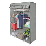 portable wardrobe 53u201d portable closet storage organizer wardrobe clothes rack with shelves  gray XCBZENA