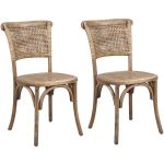 rattan dining chairs joveco antique vintage rattan solid elm wood dining chair set of 2... ( LFYAEFL