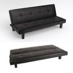 sienna black faux leather click clack 3 seater small double sofa bed RNOOPNR