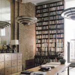 tall bookshelves an inudstrial chic style office with vintage file cabinets and  floor-to-ceiling bookshelves BESCHGA