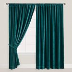 teal thick velvet curtains - absolute blackout 52 WDLLFSR