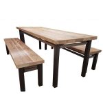 vardo indsutrial steel reclaimed wood dining table PYJTQDD