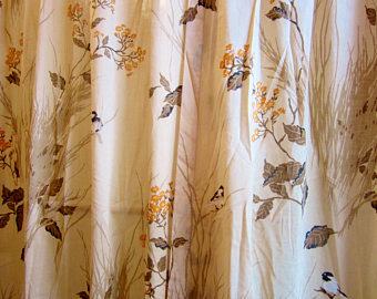 vintage curtains vintage curtain panel semi-sheer asian nature scene 50 AJPERRM