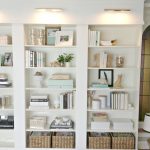white bookshelves behind the scenes of my better homes and gardens shoot - built in UKMKXNK