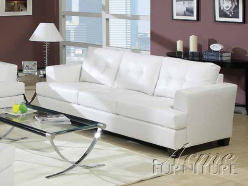 white leather sofa amazon.com: acme platinum white sofa: kitchen u0026 dining VZBEKEP