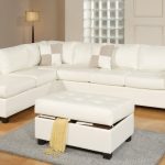 white sectional sofa 3 piece modern reversible tufted bonded leather sectional sofa with ottoman  - CYCLSMZ