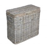 wicker laundry basket ... 3-compartment kubu wicker laundry hamper in serene grey | the basket NTFECMS
