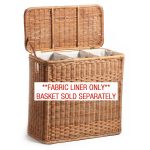 wicker laundry basket fabric liner for 3-compartment wicker laundry hamper, basket sold  separately | the LJACWCK