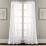 window drapes lindsey embroidered nature/floral semi-sheer rod pocket curtain panels (set  of 2 FUZHKIE