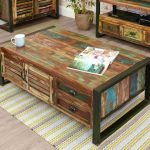 agra reclaimed wood furniture large storage coffee table with drawers APWFACE