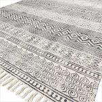 black and white rugs black white block print flat weave woven area accent dhurrie cotton rug - UQSSIZB