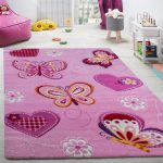 children rugs childu0027s bedroom rug childrenu0027s rug with butterfly motif contour-cut pink TBBPYGD