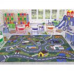 kids area rugs ottomanson jenny collection grey road traffic design 3 ft. x 5 ft. non- ZOOXJFD