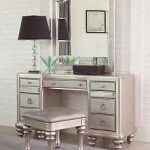 Mirrored Dressing Table image is loading glitzy-glamorous-platinum-mirrored-vanity-dressing-table -bedroom- PHDOJVV