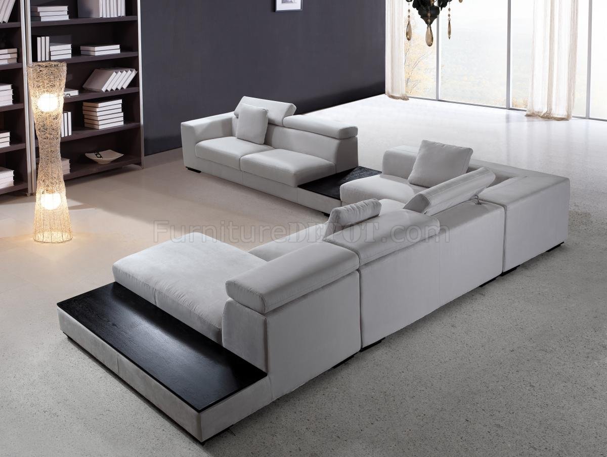 Modern Sectional Sofas grey microfiber modern sectional sofa w/adjustable headrests KGMTNTM