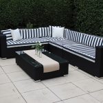 Outdoor Settings gartemoebe modular outdoor wicker furniture -l shaped black wicker with  black and SFQJIZY