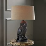 Owl Lamp owl table lamp - gunmetal/natural ZEYMRKT