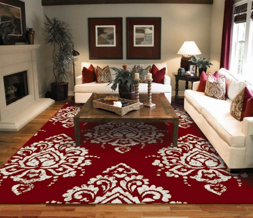 red rugs for living room amazon.com: new modern rugs for living room red u0026 cream flower rugs leaves FADFBGM