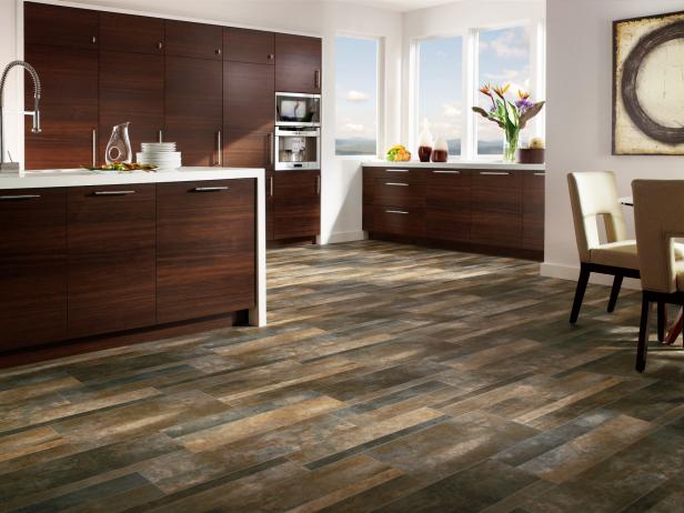 vinyl wood flooring open-plan contemporary kitchen with striking wood floor UMWAQNX