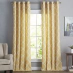 Yellow Curtains winnett geometric semi-sheer grommet single curtain panel PUIWCZB