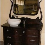 antique bathroom vanity with vessel sink photo of front view - antique bathroom vanity: serpentine oak dresser for bathroom OUNTTAG