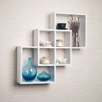 decorative wall shelves for living room white intersecting squares decorative wall shelf home living room OGUOVNV