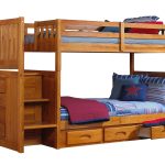 wooden bunk beds with stairs and drawers discovery world furniture twin over twin honey mission staircase bunk KOTEIXS