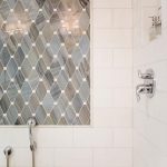Gray Marble DIamond Pattern Shower Accent Tiles - Transitional