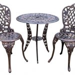 3 Pc Bistro Table Set in Antique Bronze, Tea Rose - Contemporary