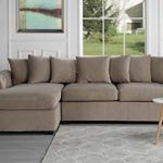 Modern Large Tufted Velvet Sectional Sofa, Scroll Arm L-Shape Couch (Brown)