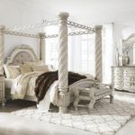 Cassimore 4pc Poster Canopy Bedroom Set in Pearl Silver