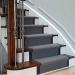 Grey carpet stair runner on dark wood stairs | House ideas